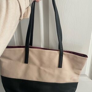 Mary Kay Two-Tone Beige and Black Tote with Black Straps